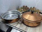 Vintage Copper And Brass Chafing Dish Set - Pan And Pot And One Lid