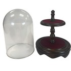 Vintage Glass Dome Tier Display Case Wood Base Red Felt 7  H Collectible Stand