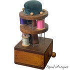 Antique Sewing Wood Pin Cushion Drawer Thread Holder Pa Folk Art 19th Century