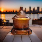Carnival Amber Bee Hive Covered Rosso Glass Honey Pot Dish Jar Imperial Mould