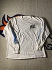 Vintage Blue Flame Skull Biker Long Sleeve Shirt Men   s Size Large        