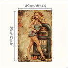1940s Pin-up   Jukebox Metal Wall Sign -jukebox Art 8x12- New