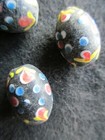Fancy French Ambassador Glass Beads  Set Of 3 Vintage Trade Beads  On-1220 05135