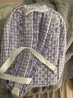 Moonnude Quilted Purple Gingham Kids Backpack Ruffle Zip Pocket  Adj Straps