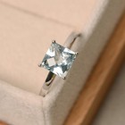 1 50 Ct Princess Natural Aquamarine Diamond Engagement Ring 14k Real White Gold