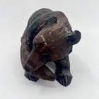 Vintage Hand-carved Japanese Style 9-1 2  Black Brown Bear salmon Fish In Mouth