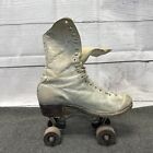 Vtg Hyde Chicago White Roller Skates Size 6 5 Wood Wheels Leather  Good Year