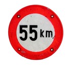 Vintage Czech 55 Km Speed Sign 
