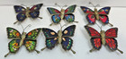Lot Of 6 Vintage Magnet Metal Enamel Gold Tone Colorful Butterflies