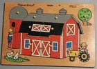 Vintage Fisher Price Wooden Peg Puzzle Barn 501 Made In Belgium