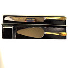 50th Wedding Anniversary Gerity Cake Knife   Server Set     Gold Tone     In Box