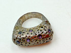 Vintage Dian Malouf Ring Statement Dlm Flat Top Sun Amethyst Missing Stone 7 5