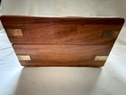  Nautical Wooden Keepsake Box Brass Anchor Inlay   Brass Corner Accents