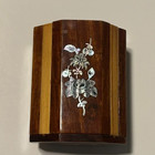 Abalone Shell Wood Inlay Flower Pattern Pen Holder 