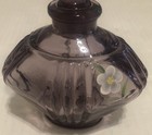 Fenton Glass  Purple Hand Painted Flower Perfume Bottle With Stopper 