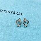 Tiffany   Co  Loving Heart 925 Sterling Silver Stud Earrings Small Heart Silver