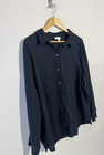 J jill Love Linen Shirt Womens Xl Navy Blue Long Sleeve Button Front Tunic Top