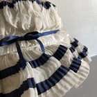 Antique French Summer Pleated Bonnet Blue White Lace Nautical