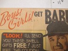 Newspaper Ad 1935 Quaker Cereal Box Babe Ruth Baseball Premium Ring Pinback Free