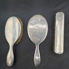 Vintage Silver Plated Vanity Set Hand Mirror  Brush  Coat Brush  Initials  jms  