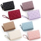Women Leather Wallet Small Trifold Zip Pocket Card Case Purse With Photo Holder