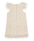 Nwt Rare Editions Girls 10 Gold Foil Boucle Dress Faux Feather Fringe Metallic