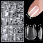 420pcs Extra Short Coffin Nail Tips Full Cover Clear Gel Nail Tips 15 Sizes For