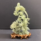 Chinese Hand Carved Jade- Jadeite Or Bowenite Hard Stone Statue With Wood Stand
