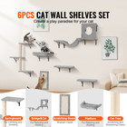 Wall Mounted Cat Shelves Tree With Jump Boards Hammock Sofa Grip Set Of 6