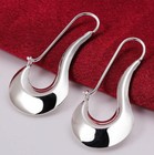 Womens 925 Sterling Silver Elegant 50mm Oblong Hoop Pierced Earrings  e223