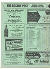 Jan 23 1955 Nhl Program New York Rangers At Boston Bruins Ex 
