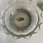 Vtg Pedestal Glass Condiment Serving Dish With Chrome Plated Spoon And Base Vg