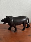 Beautiful Heavy Hardwood Lion Vintage Hand Carved Lion Black Wood 6 5  Length