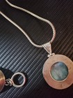 Vintage Native American Navajo Turquoise And Sterling Silver Pendant And Chain