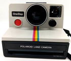 Vintage Polaroid One Step Sx-70 Land Camera White Rainbow Stripe W  Strap  Docs