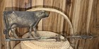 Antique Cast Metal Weathervane Wind Direction Arrow With Farm Cow Steer