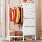 Dresser With Hanging Rack  4 Drawers Small 12 d X 30 w X 44 h  4 Drawers  White