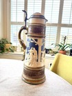 Mettlach  2194 Beer Stein 3 3l 1895 Alligator Handle J Stahl V b W base Repair