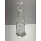 Vintage Clear Pressed Glass Cruet Bottle With Stopper And Handle Diamond Pattern
