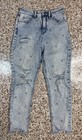 Material Girl Acid Wash Distressed Floral Embroidered Skinny Jeans Juniors 3
