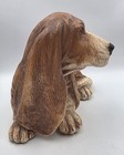 Vintage 1983 Homco 12  X 8  Chalkware Basset Hound Floor   Doorstep Figurine 