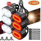 Usb Rechargeable Bicycle Light Set Front Rear Led Bike Safety Lamp Black