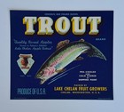 Vintage 1950s Trout Brand 8x10 Apple Crate Label  Lake Chelan Washington