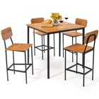 5 Pcs Kitchen Dining Table Set Counter Height Table   4 Bar Stools W metal Frame