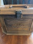 Vintage Mid Century Lerner Sewing Box Orgnizer Case 36 Wooden Spools Notion Kit