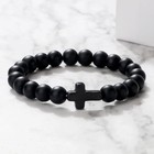 Cross Beaded Bracelet Natural Stone Handmade Men  Women Prayer And Best For Gift