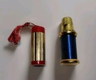  2  Sewing Holder Cases Gold Tone  Bobbins W  Thread Spool Thimble Needles