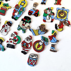 Vintage Christmas Ornament Lot Of 36 Wooden Flat Painted Double Sided Figures