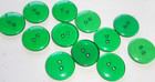 Lot Of 13 Clear Green  2 Hole 3 4th Inch Buttons New