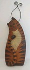 Vintage Wood Hand Painted Folk Art Tabby Cat Wall Decor 8  Wire Hanger Ornament